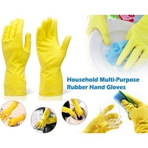 Sarung Tangan Karet Cuci Piring Latex Dotted size L rubber glove 32cm kebun taman large panjang