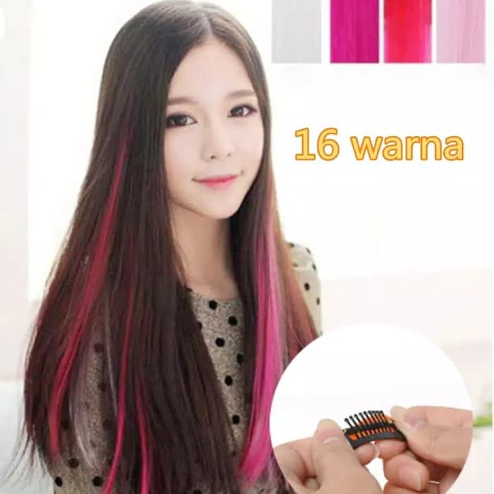 Wig dan Hair Extension Ombre Gradient Korean Women Long Fake Hair Clip