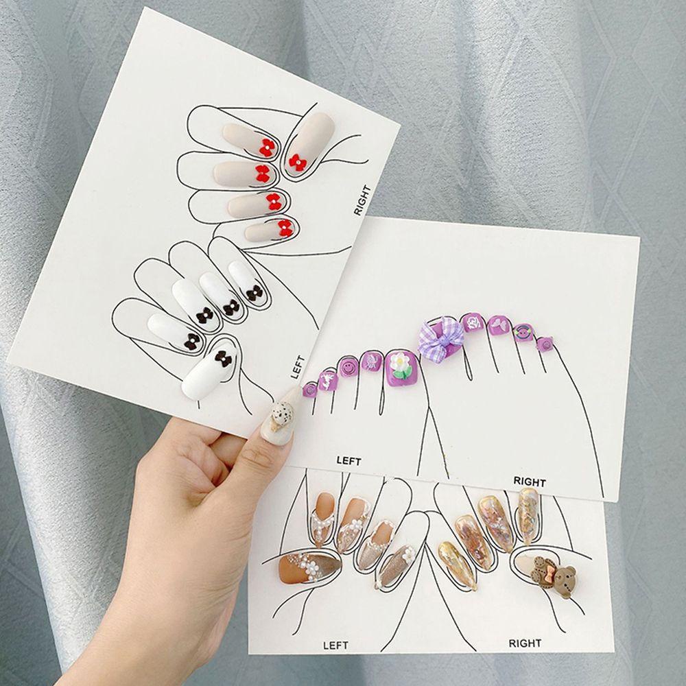 Augustina Tips Piring Nail Art Palsu Cewek Menampilkan Berdiri Kertas Kaki Cetakan Nail Art Papan Pajangan