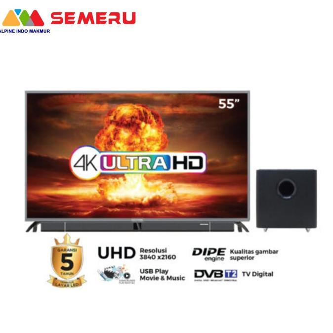 populer] POLYTRON LED TV 55" + SOUNDBAR (SWF-0250) PLD-55BU8850 W