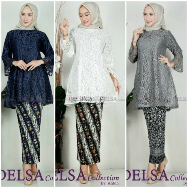 DEL&gt; SET KEBAYA TUNIK SALSA - KEBAYA BRUKAT IMPORT - BAJU KEBAYA TUNIK MODERN - KEBAYA KONDANGAN