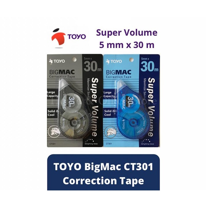 

Dijual Toyo Bigmac Correction Tape Ct301 5Mm X 30M / Tipex Tip Ex Kertas Hot Sale
