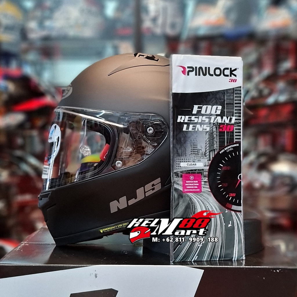 NJS ZX-1R Solid + PINLOCK Antifog Original Helm NJS ZX1R FLAT VISOR NJS ZX1 TERBARU-HITAM DOP