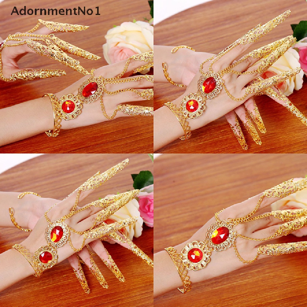 (AdornmentNo1) Cincin Kuku Panjang Warna Gold Untuk Perhiasan Wanita / Tari Perut