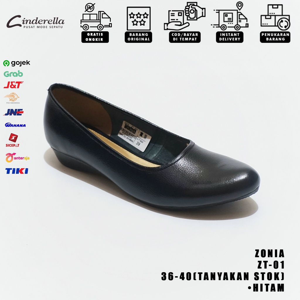 Sepatu Wedges Wanita Zonia ZT-01 Hitam