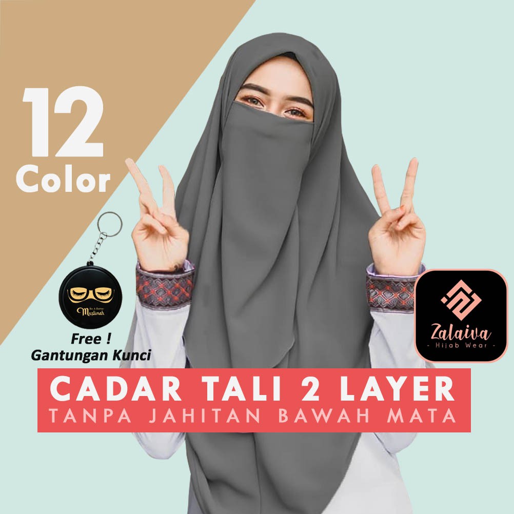 ☑️Niqab / Cadar Tali 2 Layer Sifon Ceruty Tanpa Jahitan Bawah Mata / Niqob / Jilbab