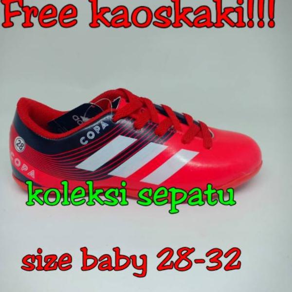 Model Baru.. Free Kaoskaki Sepatu Futsal Anak Kecil Adidas Size 28 29 30 31 32