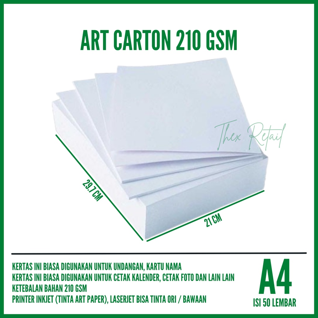 

Kertas Art Carton A4 210 gsm isi 50 lembar / Kertas Art Carton A4