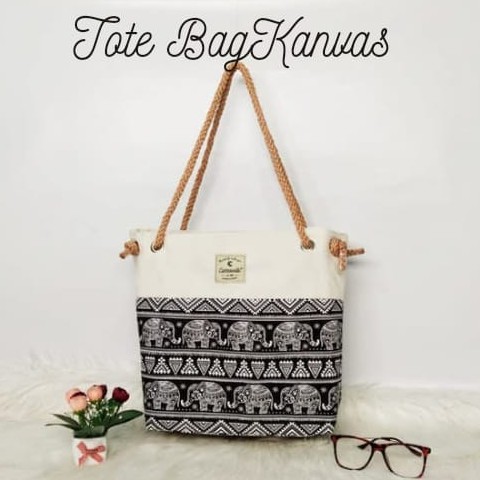 TOTE BAG KANVAS TALI SUMBU MOTIF/TAS CANVAS TALI SUMBU UTK TAS KULIAH/TAS BELANJA BISA CUSTOM SABLON