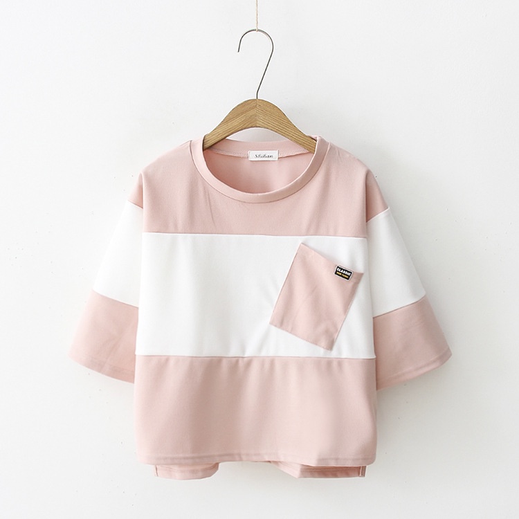 MR-101 kaos t-shirt pastel garis saku miring high quality import korea jepang kpop