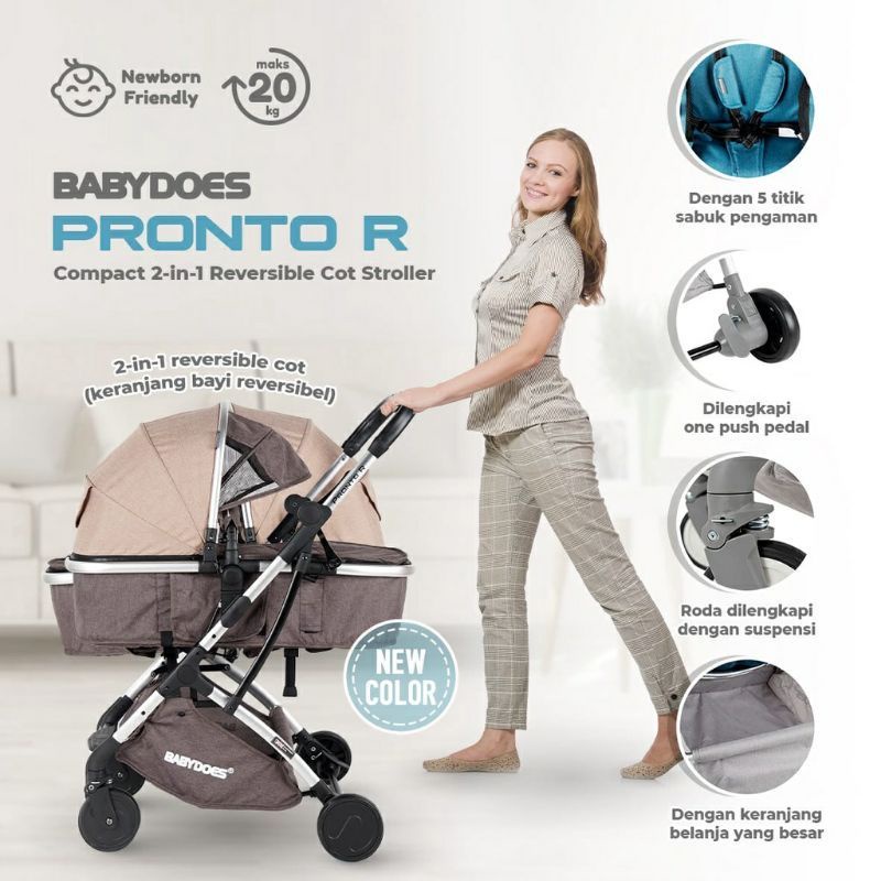 Makassar - Stroller Bayi Babydoes Stroller CH 2222 Pronto R Cabin Size Reversible Kereta Dorong Bayi