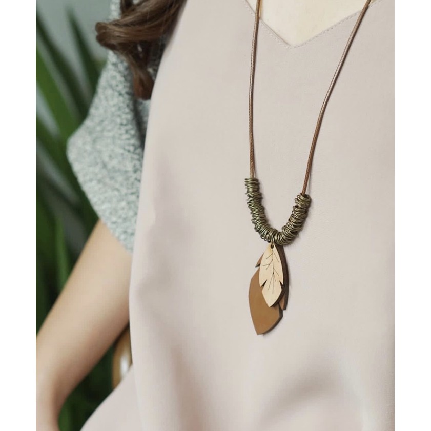 RING LEAVES Necklace | Kalung Etnik Handmade Kayu Kulit