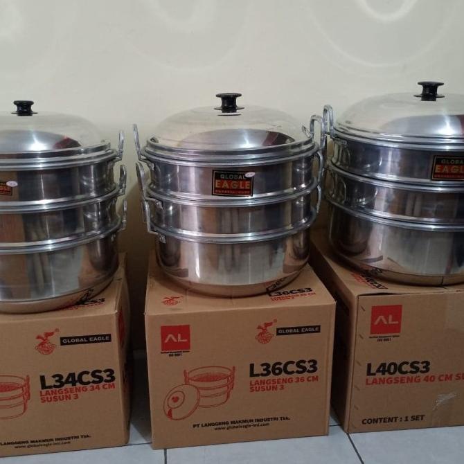 Panci / Dandang / Langseng / Kukusan Susun Tiga 3 Uk 40cm Global Eagle
