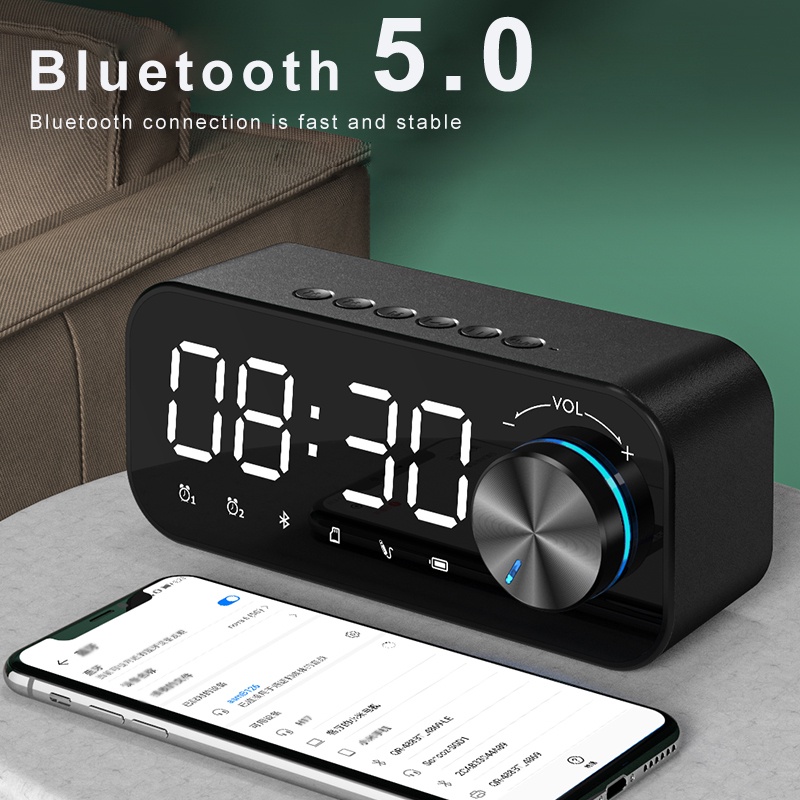 ColorCoral Speaker Bluetooth Portable Bass Jam Alarm Clock LED Display Spiker Bluetooth