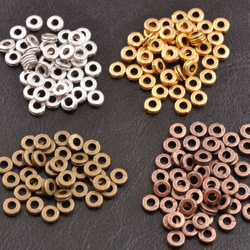 100Pcs Manik Spacer Cincin Silver Tibetan 6Mm Kraft Perhiasan DIY