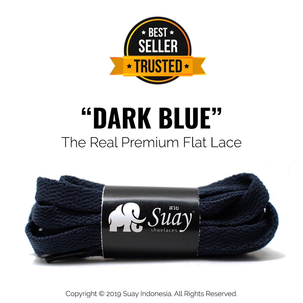 Tali Sepatu Gepeng Biru Dongker (FLAT) Premium Shoelace Dark Blue Surabaya