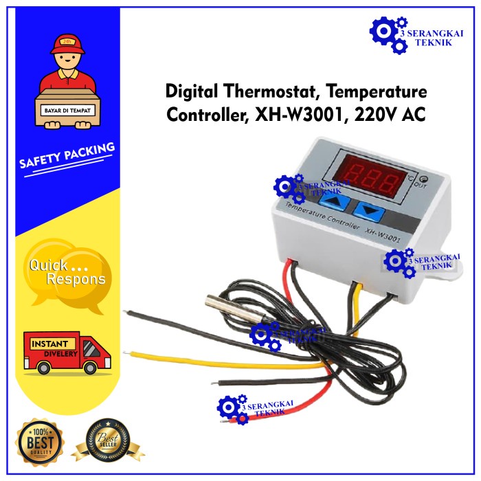 Digital Thermostat, Temperature Controller, XH-W3001, 220V AC