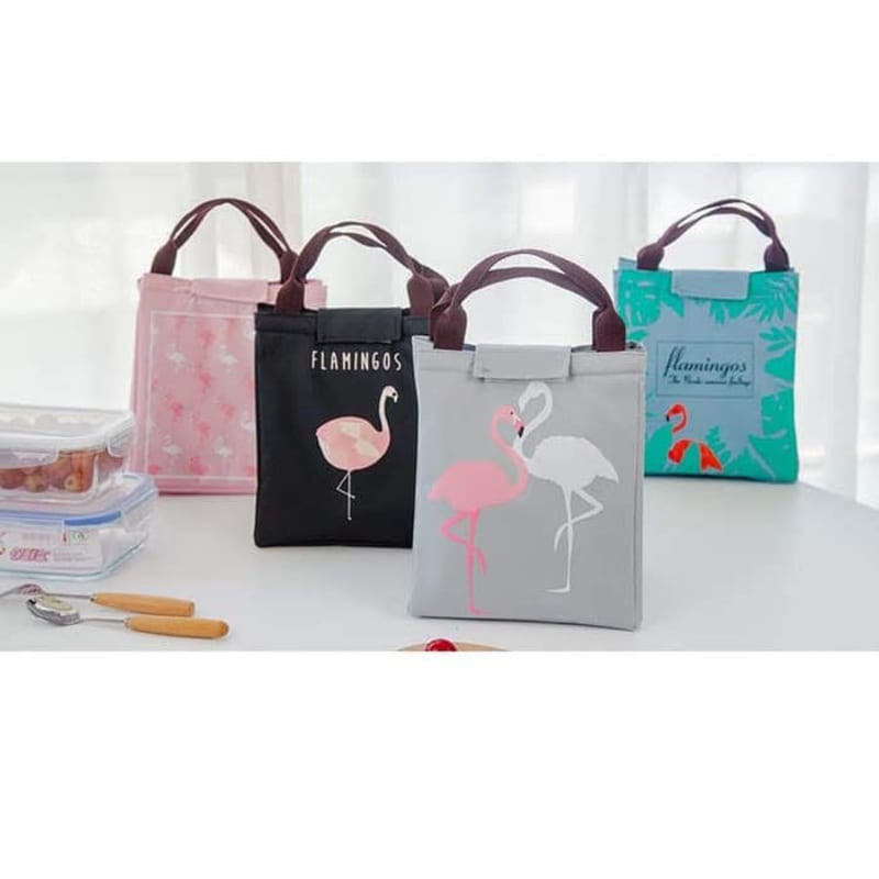 Korean Lunch bag tas bekal cooler bag FLAMINGO Tas bekal motif flamingo lunch bag flamingo LOK