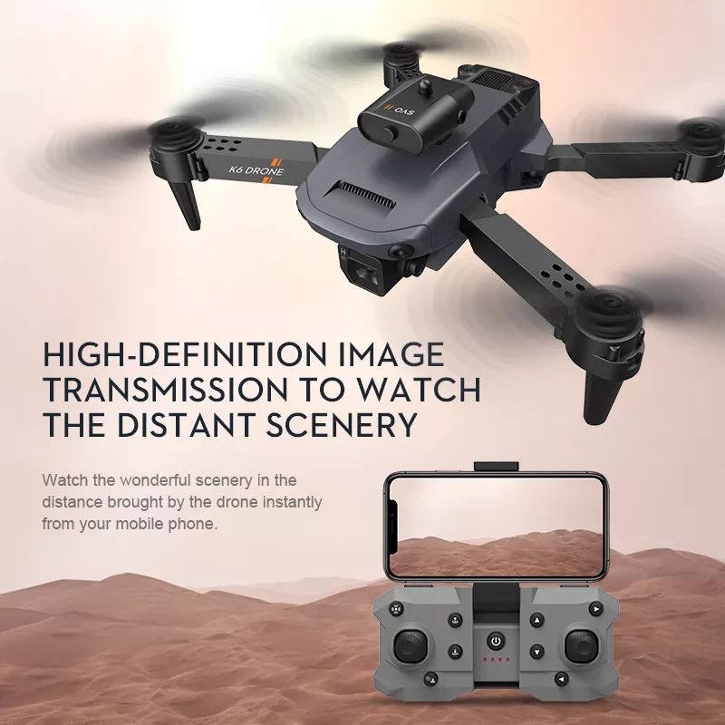 Drone New K6 Wifi FPV Dual Kamera 4K with Sensor Anti - Collision