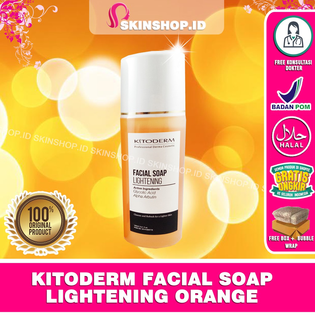 Kitoderm FACIAL SOAP LIGHTENING ORANGE 100ml Original  / Sabun Pemutih Wajah BPOM Aman KT0501101