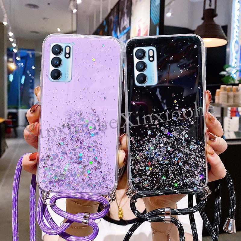 Case Tali Nagita Oppo Reno 7 4G/ Reno 6 4G/Reno 6 5G/Reno 7Z 5G/A96 5G Lanyard Glitter Gantungan