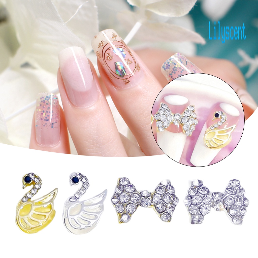 Lily 10Pcs / Pak Pita Alloy Aksen Berlian Imitasi Untuk Aksesoris Nail Art / Manicure