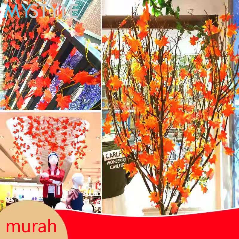 HAPPY TIME DAUN JUNTAI MAPLE (1 PACK=12 PCS)/ (1 PACK = 3 PCS) BUNGA PALSU PLASTIK MURAH ARTIFICIAL DEKORASI HIAS