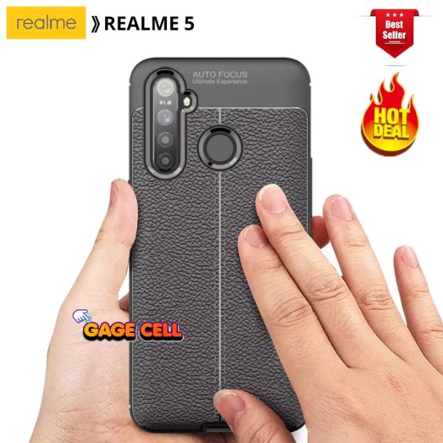 SOFTCASE AUTOFOCUS REALME 5 LEATHER CASE-JELLY CASE AUTOPOCUS OPPO REALME 5 CASE KULIT JERUK PREMIUM