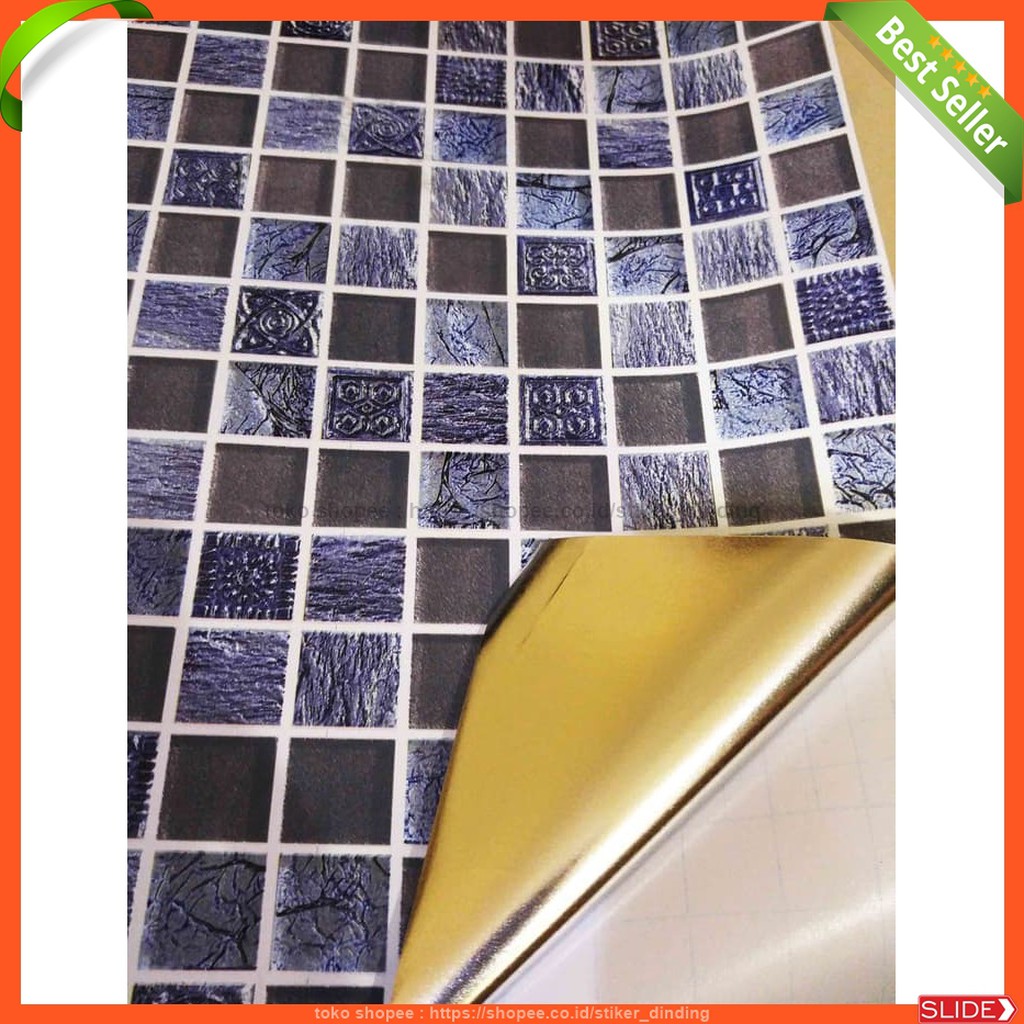 STIKER DAPUR ANTI MINYAK PANAS AIR MINI UNGU MOZAIC 3D DP - 052