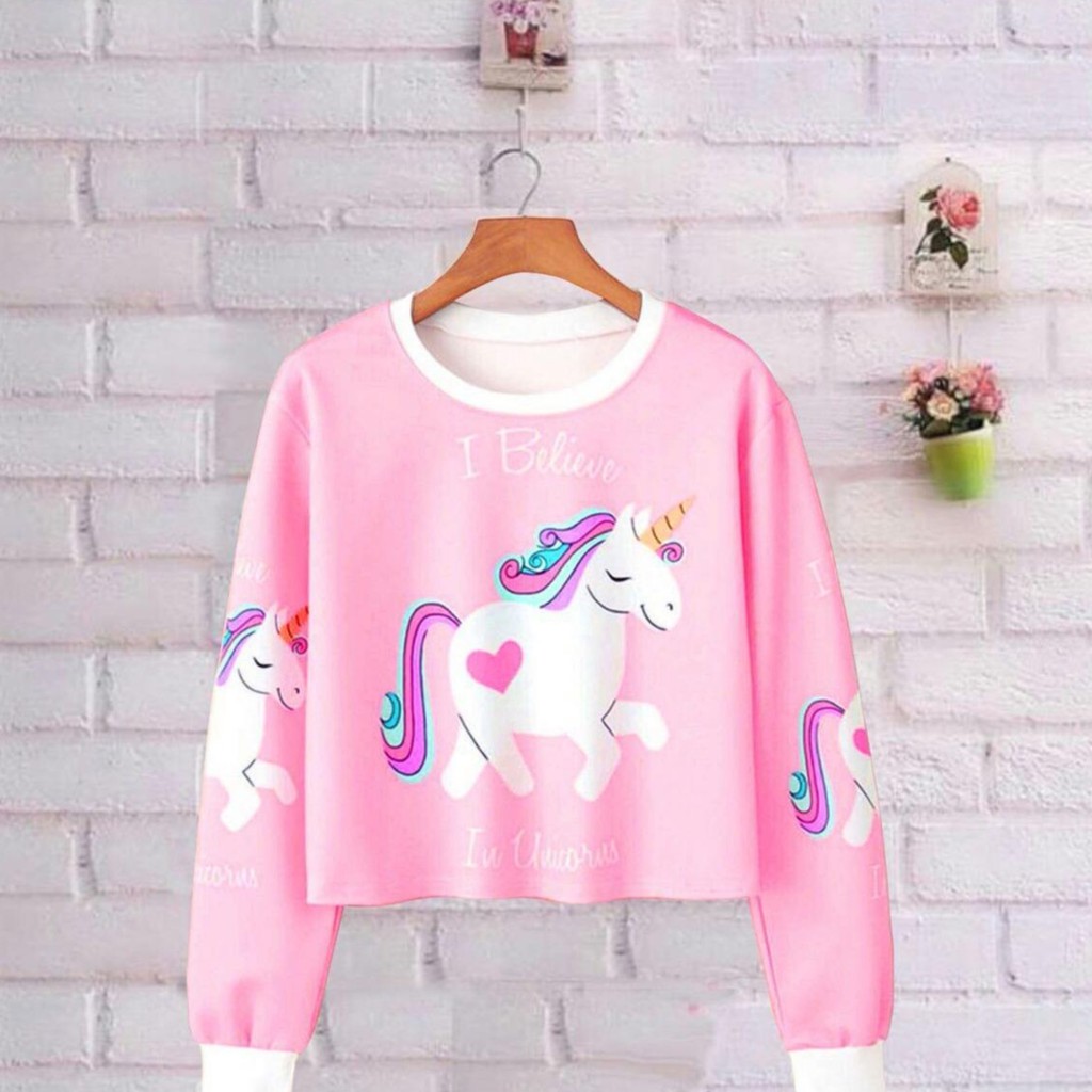 Sweater Unicorn Anak / Baju Anak Unicorn Lengan Panjang Jaket Warna Pink