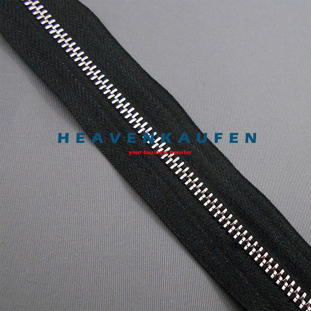 Resleting Zipper 30 cm / 12 inch Hitam -Silver No 3 Close-End Variasi Tarikan Bulat