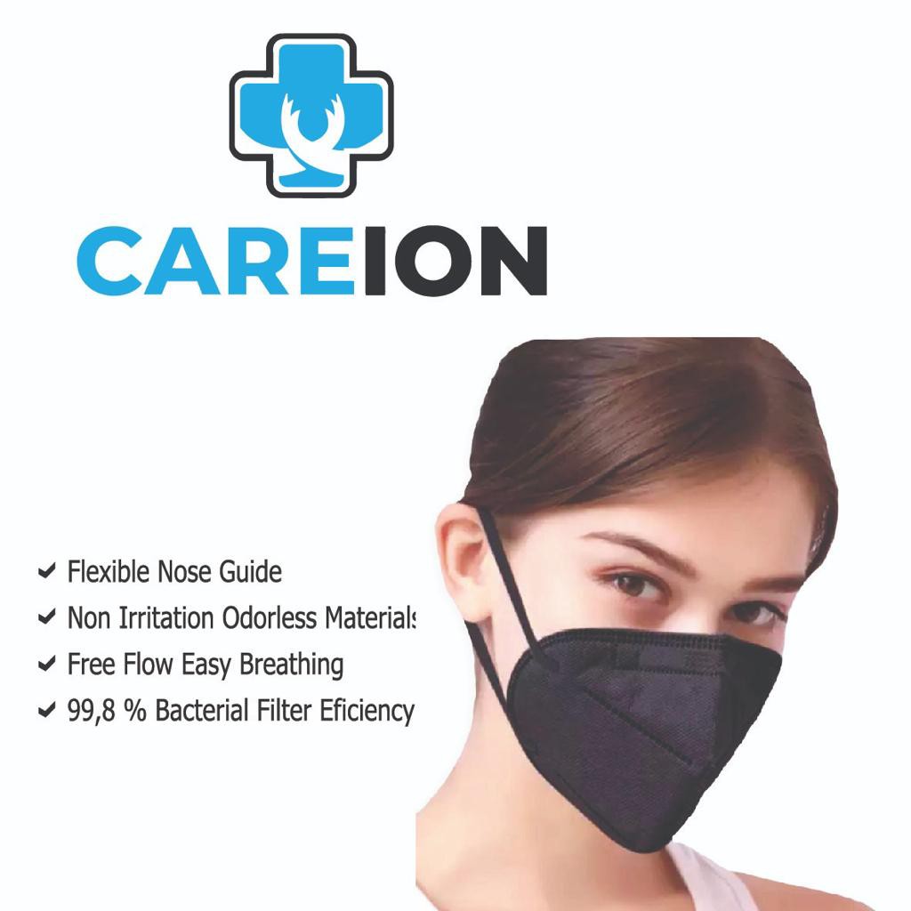 Masker KN95 HITAM Careion Isi 10 PCS  Masker N95  Masker KN95 EARLOOP  HITAM Care ion - TANPA BOX