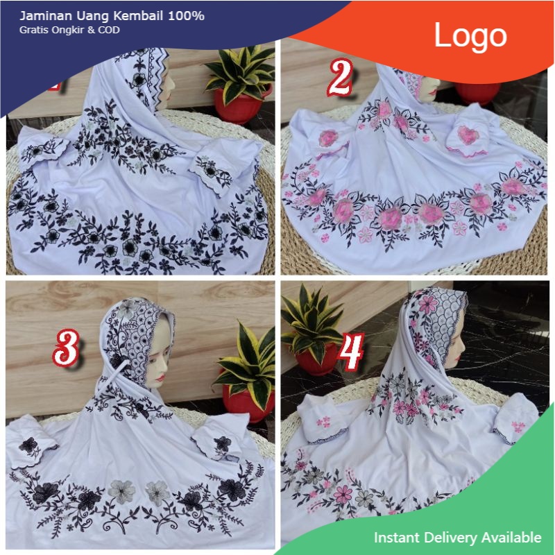 Mukena lajuran polino katun bordir kudus