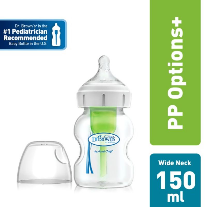 Dr Browns 150ml 270ml PP Wide Neck Options+ Dr Brown Botol Susu Bayi Wideneck