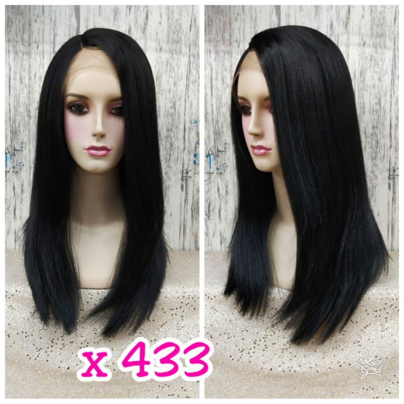 FRONT LACE WIG LACE RAMBUT PALSU WIG WANITA PANJANG LURUS HITAM WIG KOREA NATURAL RAMBUT ASLI X433