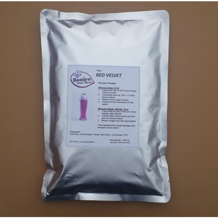 

DISKON - (BISA COD) BONICO RED VELVET powder 1kg Bubuk minuman drink flavor powder Ice