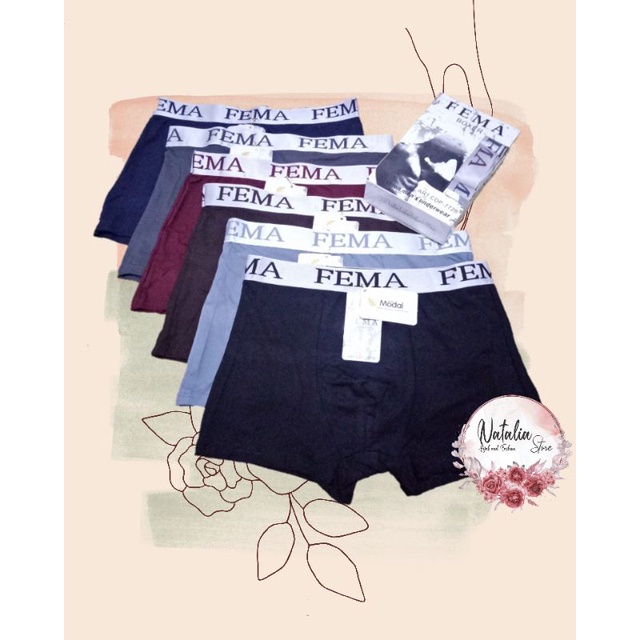 TERMURAH • celana dalam pria paling murah boxer fema • celana dalam boxer cowok fema dewasa ( 1 pcs 