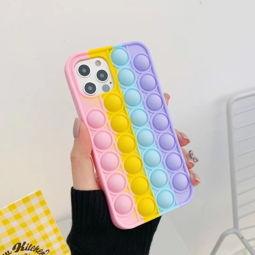 Casing Iphone 12 Pro Mini 11 Xs Max Xr 7 8 Plus Motif Pop It Push Bubble