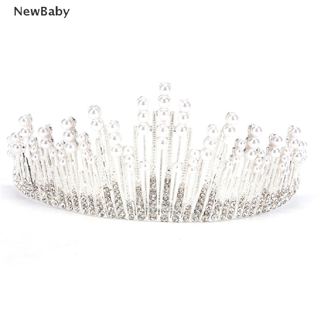 NewBaby Pearl Crystal Tiara Rhinestone Hair Accessories Crown Wedding Bridal Headband ID