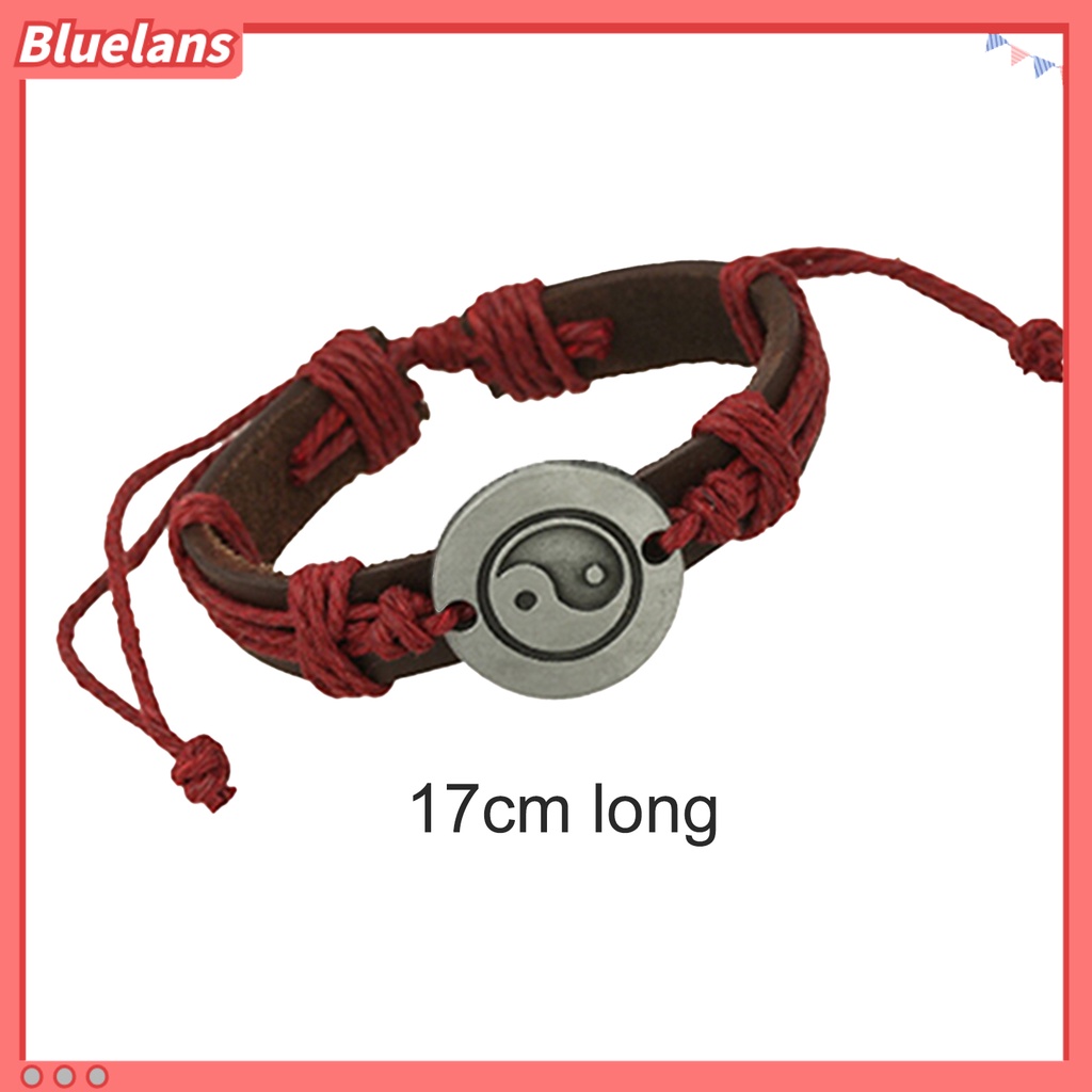 Bluelans Unisex Eight Diagram Faux Leather Rope Weave Charm Infinity Multilayer Bracelet