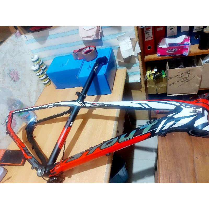 frame sepeda mtb 27 ,5 stout xr9 alumunium bekas second rangka sepeda batangan