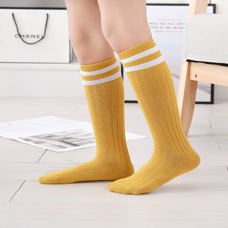 Swopply KS14 Kaos Kaki Anak Motif Garis Kaus Kaki Selutut Anak Sekolah