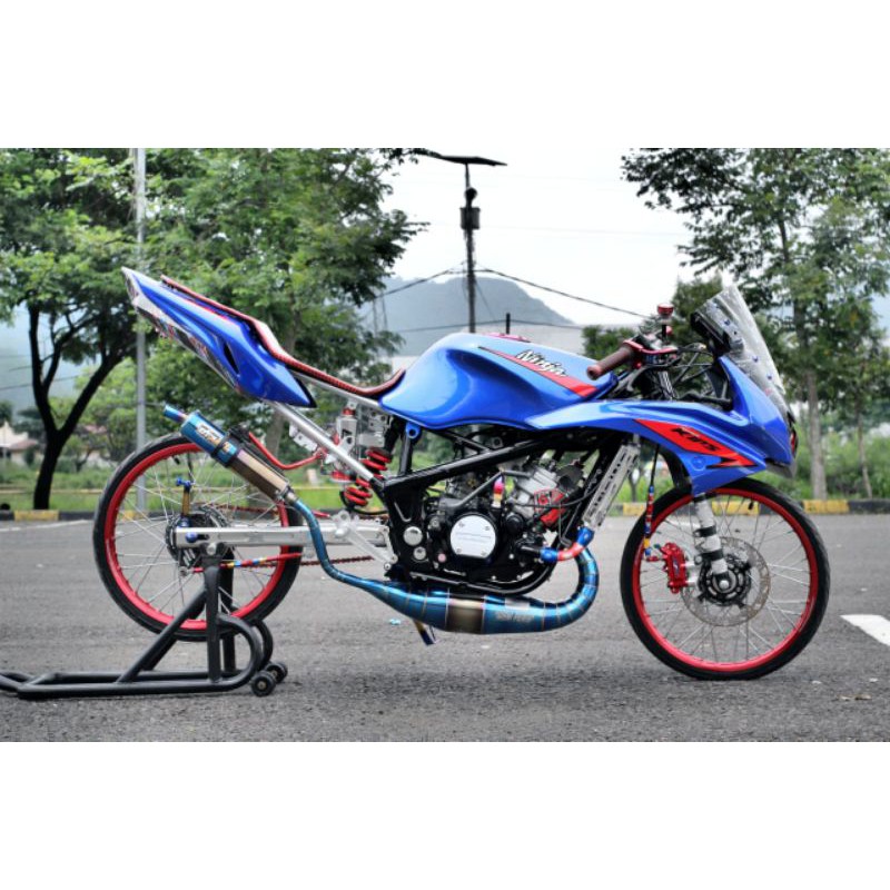 knalpot racing motor ninja r rr ss bluemon kobra twotone knalpot ninja r rr ss 150 2tak DTX51