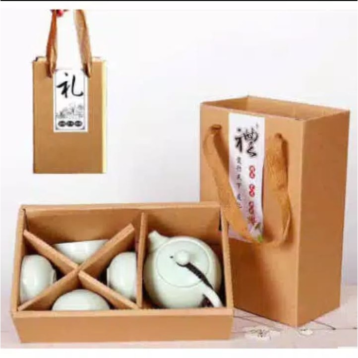 Gelas Chinese Tea Set Ceramic / Tea Pot /  Cangkir Teh Set + Free Gift Box