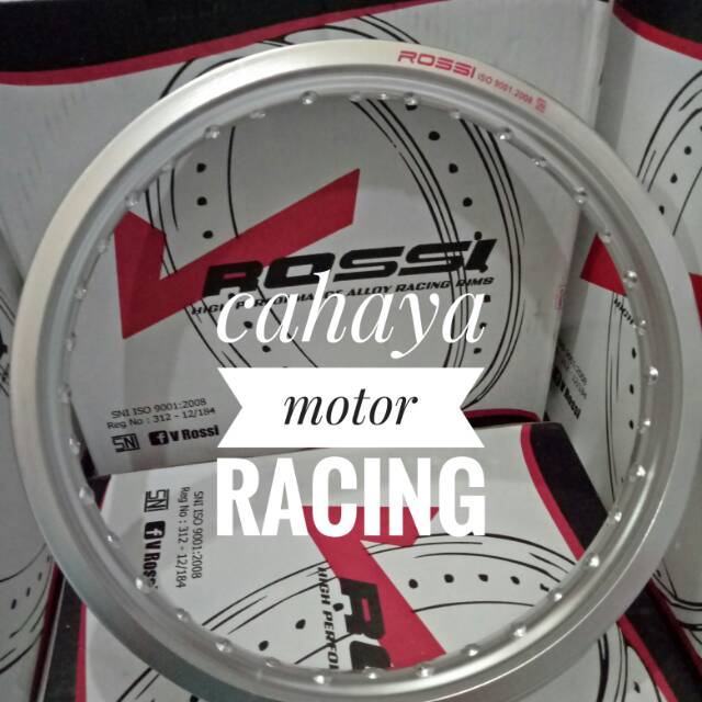 Pelak Rossi Wm Velg Rossi Original Pabrik Ring17 X185 Warna Silver - Harga Per 1 ( satu) Semua Motor