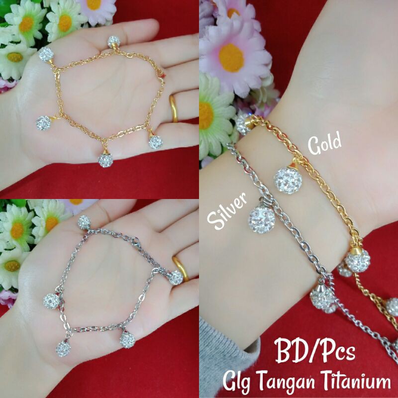 GELANG TANGAN RANTAI TITANIUM BOLA