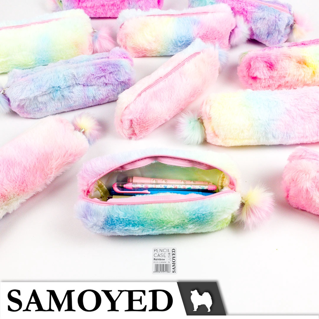 

SAMOYED PCCS-L55 Tempat / Kotak Pensil / Alat Tulis / Kosmetik / Dompet Bulu / Beludru Pelangi / Stationery / Pencil / Pen / Cosmetic Case / Box / Pouch Rainbow Plush