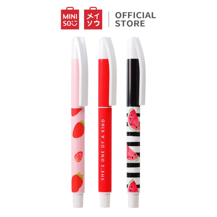 

PROMO Miniso Ballpoint pen seri buah cap 3pcs tinta hitam 1mm Ballpoint Pen - Black 3Pcs
