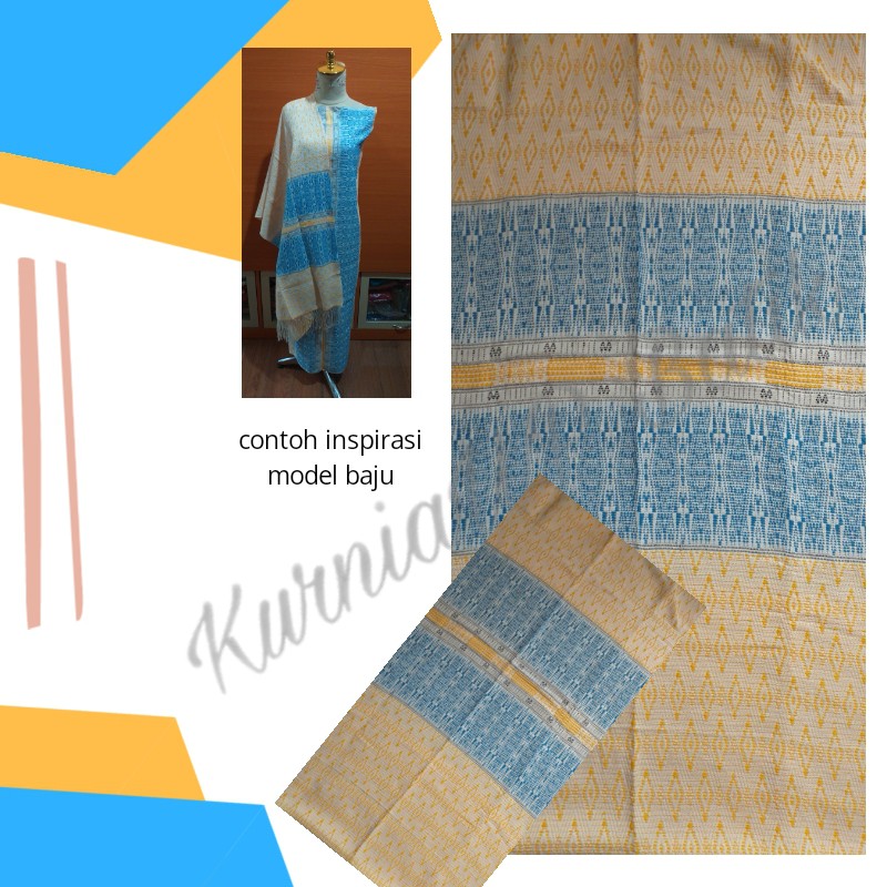 Kain Tenun Songket Medan Warna Kuning Biru