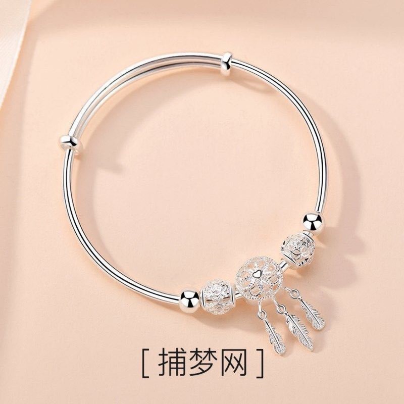 Korean-Style Simple Dreamcatcher Bracelet Female 999 Silver Cool Opening Adjustable